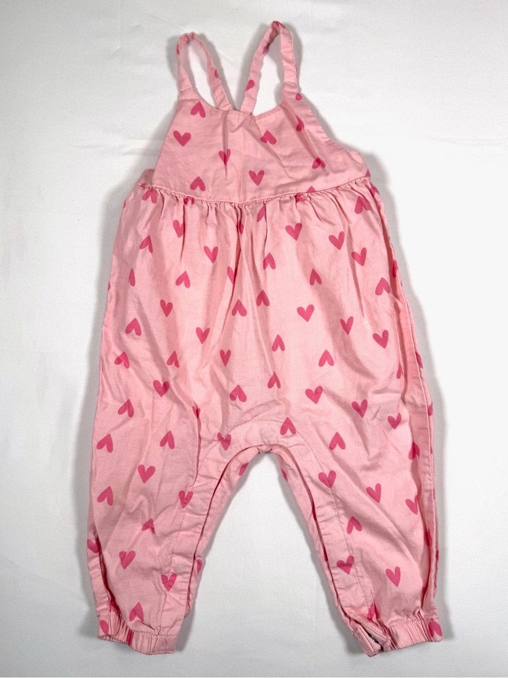 CARTER’S Baby Girls Heart Print Jumpsuit Size 9M Pink Romper Coquette Valentine